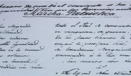 Letra original del Himno Nacional Argentino. Marcha Histórica