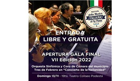 Gran  Gala Final Nacional del “FESTIVAL DE LA MÚSICA ITALIANA DE LA PLATA