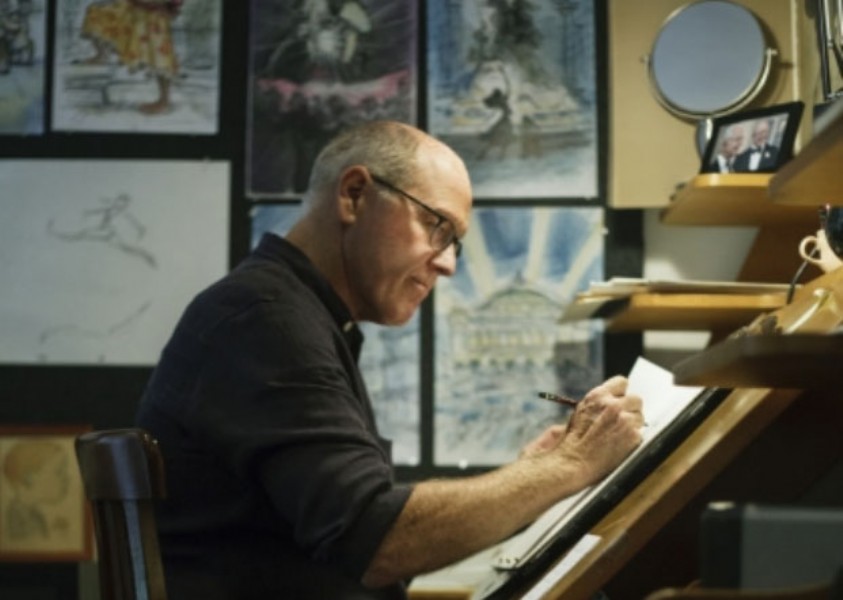 Glen Keane working at his animation desk | Image by Monica Hervey, 2017.